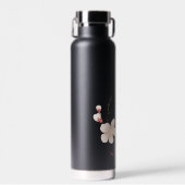 黒パーソナライズされた色フローラ ウォーターボトル (正面)