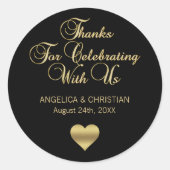 黒パーソナライズされた色金ゴールド感謝してい結婚の ラウンドシール (正面)