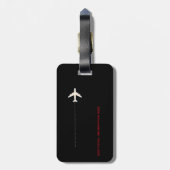 黒パーソナライズされた色飛行機 ラゲッジタグ (裏面縦)
