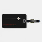 黒パーソナライズされた色飛行機 ラゲッジタグ (裏面横)