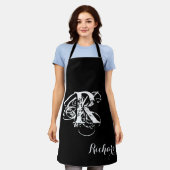 黒パーソナライズされた色 エプロン (着用した状態)