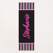 黒パーソナライズされた色、ピンク色、白ストライプ色 ヨガマット (正面)