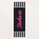 黒パーソナライズされた色、ピンク色、白ストライプ色 ヨガマット (裏面)