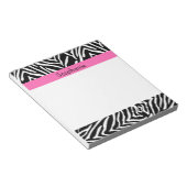 黒パーソナライズされた色、白およびホットピンクのゼブラ印刷 ノートパッド (アングル)