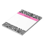 黒パーソナライズされた色、白およびホットピンクのゼブラ印刷 ノートパッド (回転)