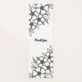 黒パーソナライズされた花 ヨガマット (裏面)