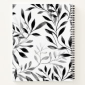 黒パーソナライズされた葉モダン感謝ジャーナル ノートブック (裏面)