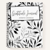 黒パーソナライズされた葉モダン感謝ジャーナル ノートブック (正面)