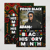 黒パーソナライズされた誇りを持った史の月 招待状 (正面/裏面)