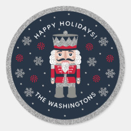 黒パーソナライズされた赤グリッターくるみ割りシール ラウンドシール