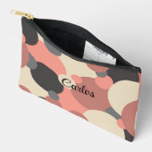 黒パーソナライズされた赤分子トイレタリーバッグ アクセサリーポーチ (見開き)