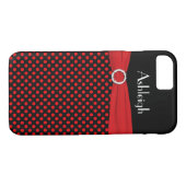 黒パーソナライズされた赤水玉模様iPhone 7ケース Case-Mate iPhoneケース (裏面(横))