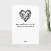 黒パーソナライズされた部族ハートバレンタインデー カード (裏面)