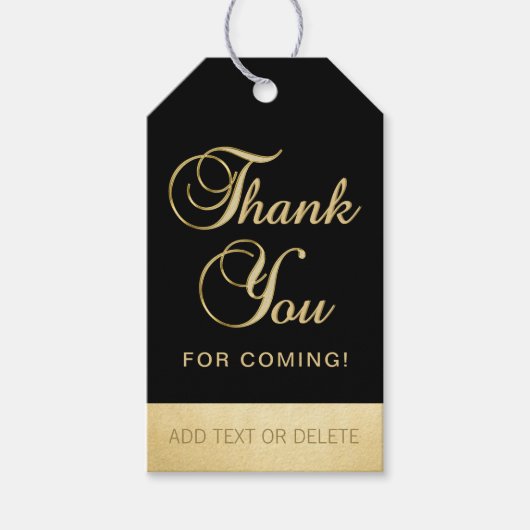黒パーソナライズされた金ゴールドお世話来になった ギフトタグ (正面)
