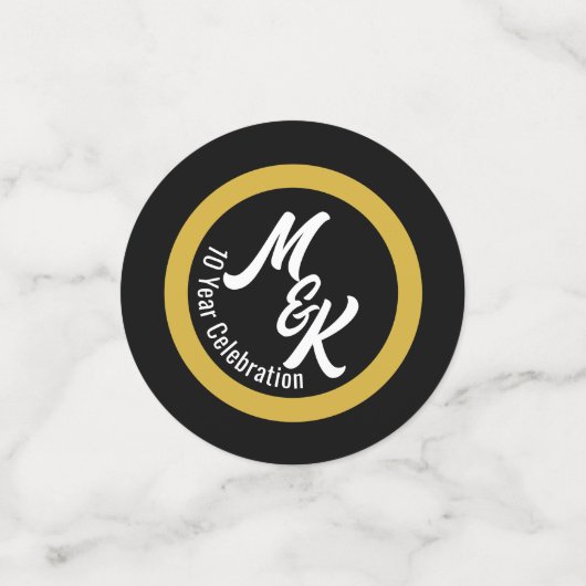 黒パーソナライズされた金ゴールドお祝い コンフェッティ (スモール正面)