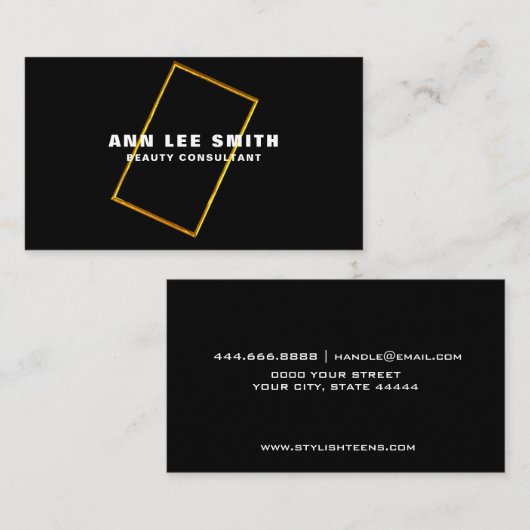 黒パーソナライズされた金ゴールドアカスタムントビジネスカー 名刺 (正面/裏面)