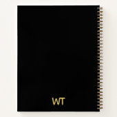 黒パーソナライズされた金ゴールドイニシャルロゴスケッチブック ノートブック (裏面)