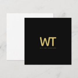 黒パーソナライズされた金ゴールドイニシャルロゴノートカード サンキューカード