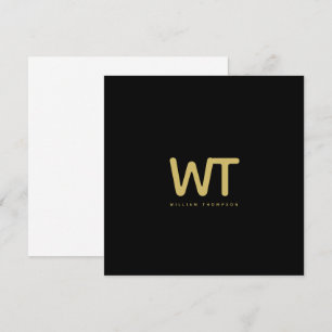 黒パーソナライズされた金ゴールドイニシャルロゴノートカード サンキューカード