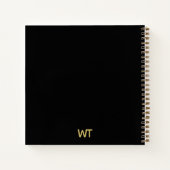 黒パーソナライズされた金ゴールドイニシャルロゴ ノートブック (裏面)