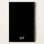 黒パーソナライズされた金ゴールドイニシャルロゴ ノートブック (裏面)