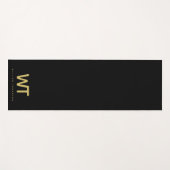 黒パーソナライズされた金ゴールドイニシャルロゴ ヨガマット (正面(横))