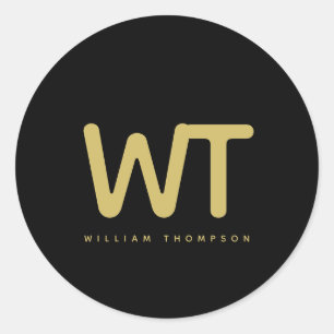 黒パーソナライズされた金ゴールドイニシャルロゴ ラウンドシール