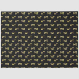 黒パーソナライズされた金ゴールドイニシャルロゴ 薄葉紙