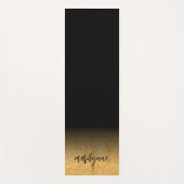 黒パーソナライズされた金ゴールドエクササイズマット ヨガマット (正面)