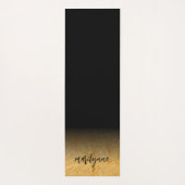 黒パーソナライズされた金ゴールドエクササイズマット ヨガマット (裏面)