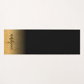 黒パーソナライズされた金ゴールドエクササイズマット ヨガマット (正面(横))