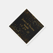 黒パーソナライズされた金ゴールドグリッターフェイク箔 スタンダードカクテルナプキン (角)