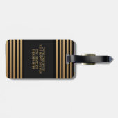 黒パーソナライズされた金ゴールドストライプの必要休暇 ラゲッジタグ (裏面横)