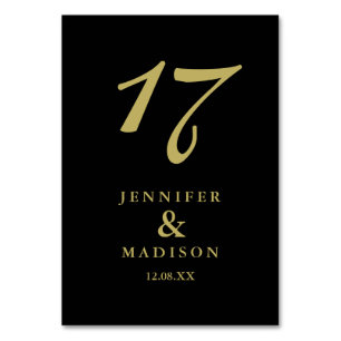 黒パーソナライズされた金ゴールドス結婚クリプトのテーブルカード テーブルナンバー