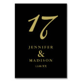 黒パーソナライズされた金ゴールドス結婚クリプトのテーブルカード テーブルナンバー (裏面)