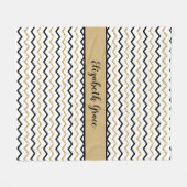 黒パーソナライズされた金ゴールドホワイトシェブロンジグザグザグ フリースブランケット (正面(横))