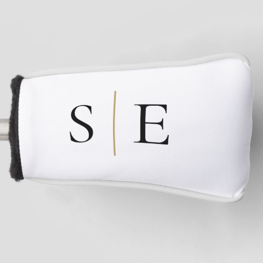 黒パーソナライズされた金ゴールドモノグラム ゴルフヘッドカバー (正面)