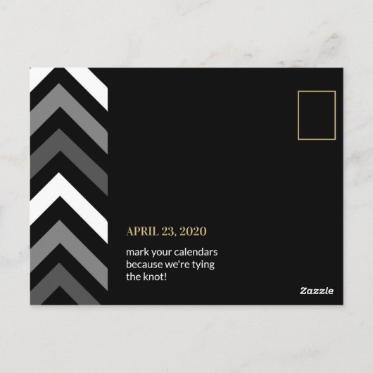  – 黒パーソナライズされた金ゴールド山形の日付を保存 ポストカード (裏面)