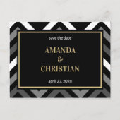  – 黒パーソナライズされた金ゴールド山形の日付を保存 ポストカード (正面)