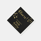 黒パーソナライズされた金ゴールド応援50誕生日 スタンダードカクテルナプキン (角)