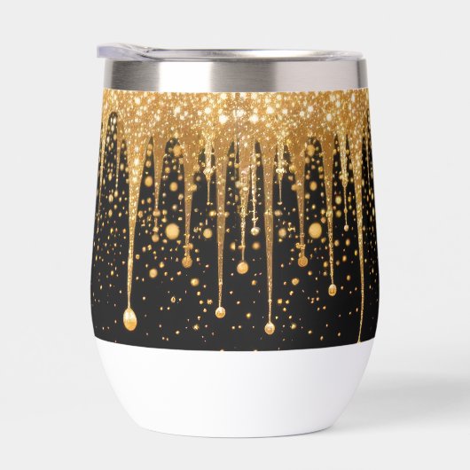 黒パーソナライズされた金ゴールド滴下グリッター誕生日 (右面)