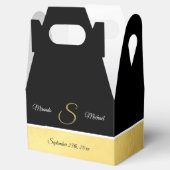 黒パーソナライズされた金ゴールド結婚式の引き出物ギフトボックス フェイバーボックス (オープン)