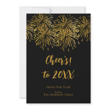 黒パーソナライズされた金ゴールド花火お正月おめでとう
