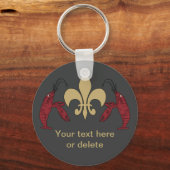 黒パーソナライズされた金ゴールド(紋章の)フラ・ダ・リ キーホルダー (正面)