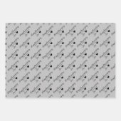 黒パーソナライズされた銀の結婚記念日 ラッピングペーパーシート (正面3)