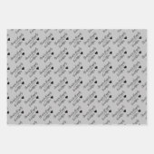 黒パーソナライズされた銀の結婚記念日 ラッピングペーパーシート (正面2)