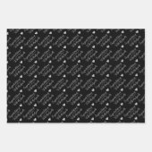 黒パーソナライズされた銀の結婚記念日 ラッピングペーパーシート (正面)