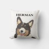 黒パーソナライズされた頭三色コルギ クッション (正面)