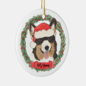 黒パーソナライズされた頭三色コルギ セラミックオーナメント (右)