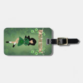 黒パーソナライズされた髪ダンスのアイリッシュダンサー ラゲッジタグ (正面横)
